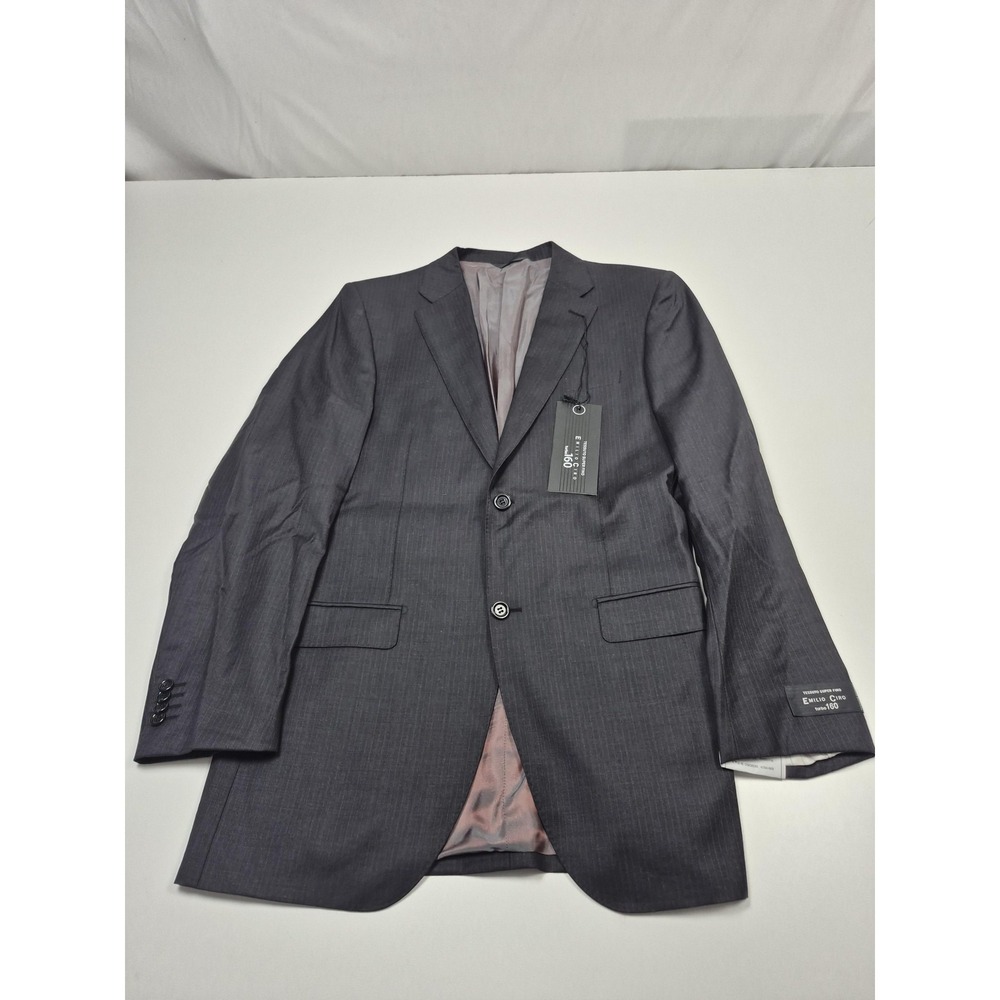 Emilio Ciro Suit Jacket Mens 40 Long Gray Wool Superfine Turbo 160 Pinstriped